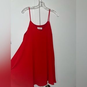 Spaghetti strapped bright red dress